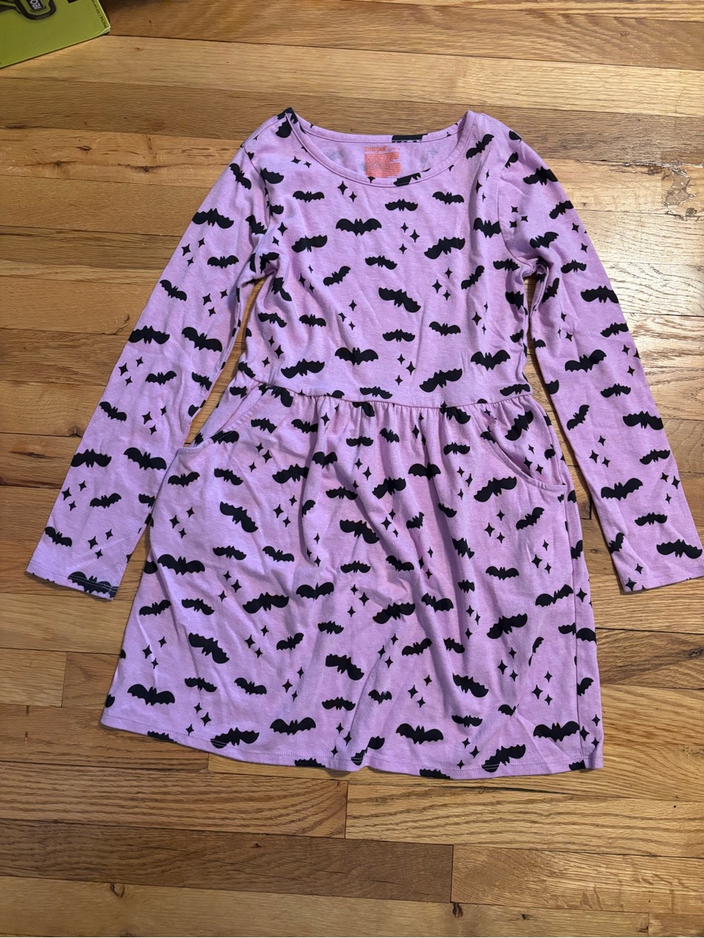 Cat & Jack Pink Long-Sleeve Bat Print Dress